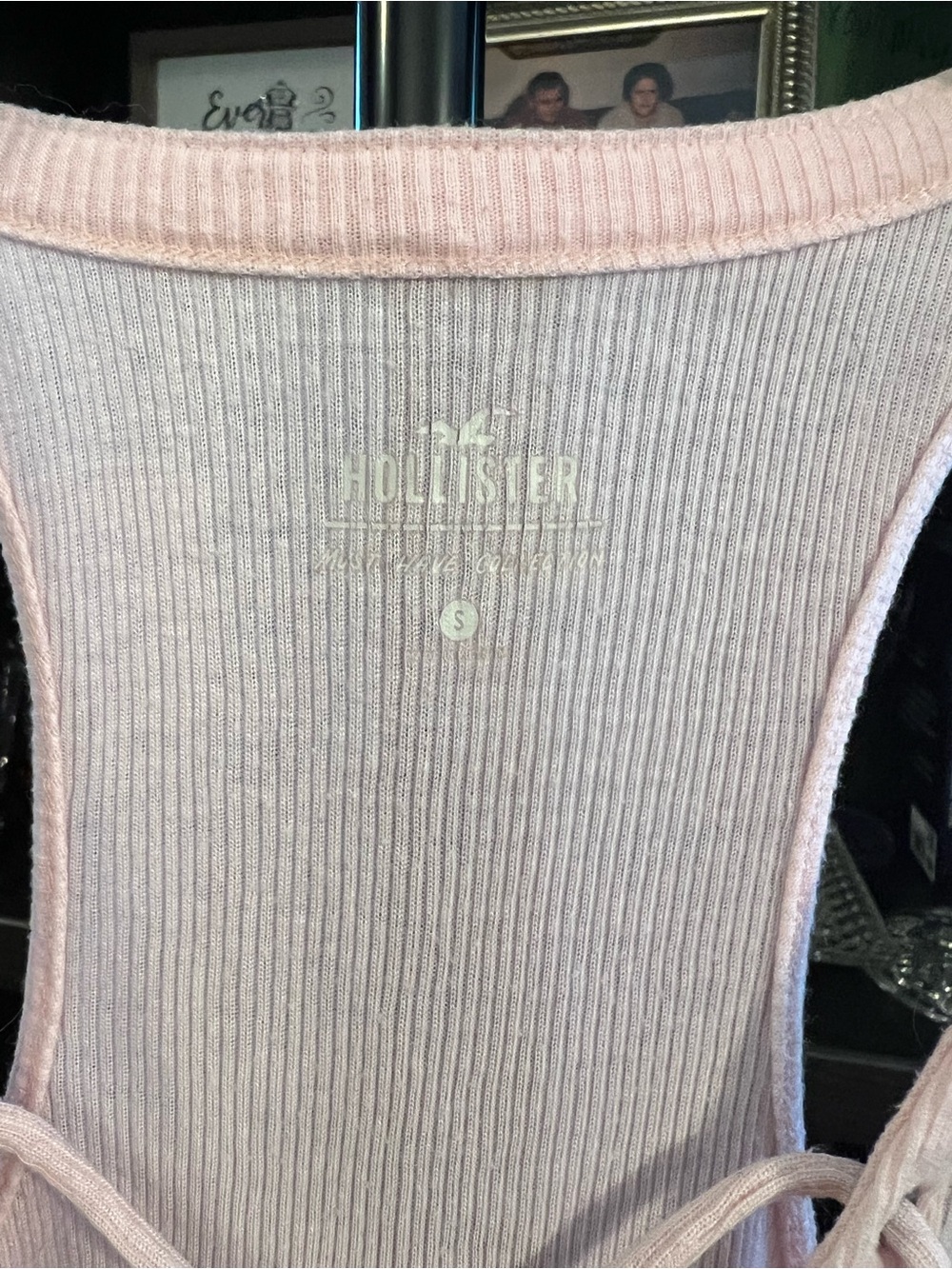 Hollister Pale Pink Ribbed Lace-Up Racerback Tank - Picture 2 of 4